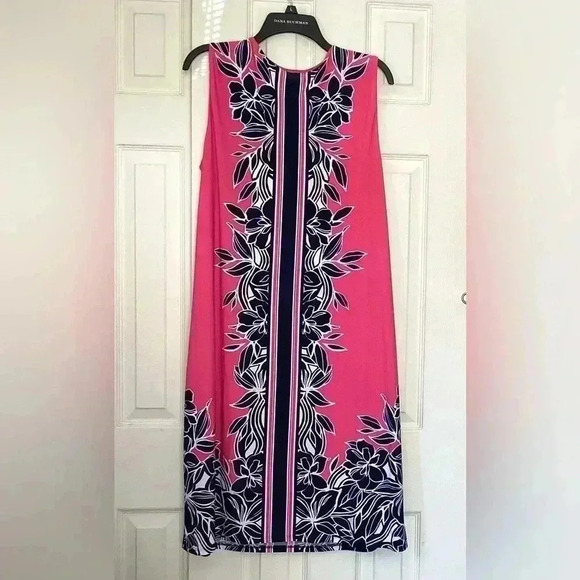 JM Collection Pink& Black Sleeveless Midi Dress Size Large - Picture 4 of 6